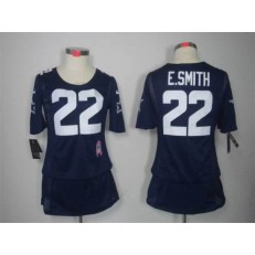 Women Nike Dallas Cowboys #22 Emmitt Smith Breast Cancer Awareness Navy Blue NFL Jersey