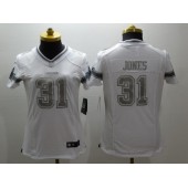 Women Nike Dallas Cowboys #31 Byron Jones White Platinum NFL Jersey