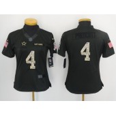 Women Nike Dallas Cowboys #4 Dak Prescott Anthracite Salute to Service NFL Jersey