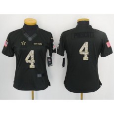 Women Nike Dallas Cowboys #4 Dak Prescott Anthracite Salute to Service NFL Jersey