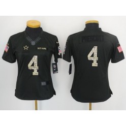 Women Nike Dallas Cowboys #4 Dak Prescott Anthracite Salute to Service NFL Jersey