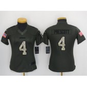 Women Nike Dallas Cowboys #4 Dak Prescott Green Salute to Service Limited NFL Jersey