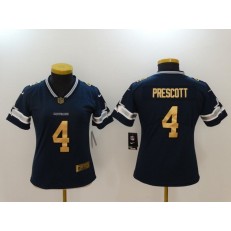 Women Nike Dallas Cowboys #4 Dak Prescott Navy Gold Vapor Untouchable Limited NFL Jersey
