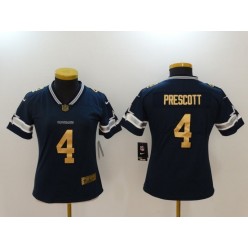 Women Nike Dallas Cowboys #4 Dak Prescott Navy Gold Vapor Untouchable Limited NFL Jersey