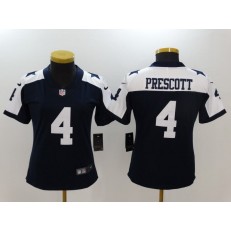 Women Nike Dallas Cowboys #4 Dak Prescott Navy Throwback Vapor Untouchable Limited NFL Jersey