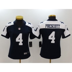 Women Nike Dallas Cowboys #4 Dak Prescott Navy Throwback Vapor Untouchable Limited NFL Jersey