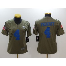 Women Nike Dallas Cowboys #4 Dak Prescott Olive 2017 Salute To Service Limited NFL Jersey