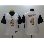 Women Nike Dallas Cowboys #4 Dak Prescott White Color Rush Gold Limited NFL Jersey