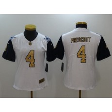 Women Nike Dallas Cowboys #4 Dak Prescott White Color Rush Gold Limited NFL Jersey