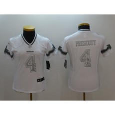 Women Nike Dallas Cowboys #4 Dak Prescott White Platinum NFL Jersey