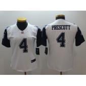 Women Nike Dallas Cowboys #4 Dak Prescott White Stitched NFL Elite Color Rush Jersey