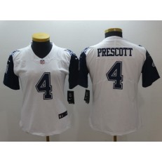 Women Nike Dallas Cowboys #4 Dak Prescott White Stitched NFL Elite Color Rush Jersey