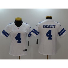 Women Nike Dallas Cowboys #4 Dak Prescott White Vapor Untouchable Limited Women Jersey