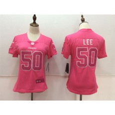 Women Nike Dallas Cowboys #50 Sean Lee Pink Stitched NFL Limited Rush Fashion Jersey