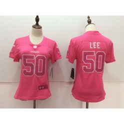 Women Nike Dallas Cowboys #50 Sean Lee Pink Stitched NFL Limited Rush Fashion Jersey