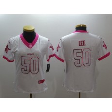 Women Nike Dallas Cowboys #50 Sean Lee White Limited Pink NFL Jersey