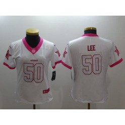 Women Nike Dallas Cowboys #50 Sean Lee White Limited Pink NFL Jersey