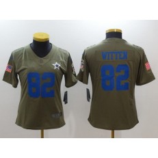 Women Nike Dallas Cowboys #82 Jason Witten Olive 2017 Salute To Service Limited NFL Jersey