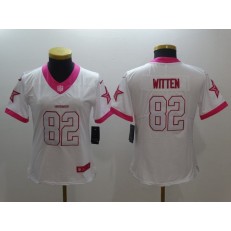 Women Nike Dallas Cowboys #82 Jason Witten White Limited Pink NFL Jersey