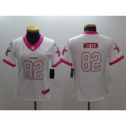 Women Nike Dallas Cowboys #82 Jason Witten White Limited Pink NFL Jersey