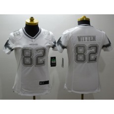 Women Nike Dallas Cowboys #82 Jason Witten White Platinum NFL Jersey