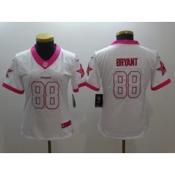 Women Nike Dallas Cowboys #88 Dez Bryant White Limited Pink NFL Jersey