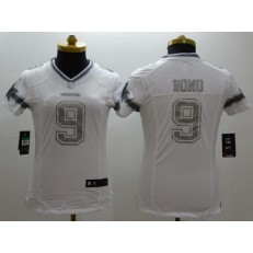 Women Nike Dallas Cowboys #9 Tony Romo White Platinum NFL Jersey