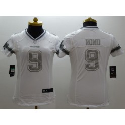 Women Nike Dallas Cowboys #9 Tony Romo White Platinum NFL Jersey
