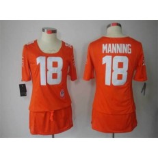 Women Nike Denver Broncos #18 Peyton Manning Breast Cancer Awareness Orange NFL Jersey