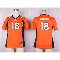 Women Nike Denver Broncos #18 Peyton Manning Game Orange Team Color NFL Jersey