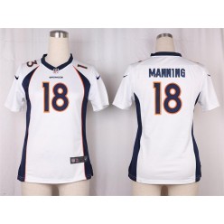 Women Nike Denver Broncos #18 Peyton Manning Game White NFL Jersey