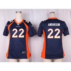 Women Nike Denver Broncos #22 C.J. Anderson Game Navy Blue Alternate NFL Jersey