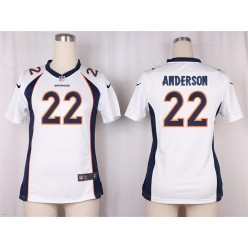 Women Nike Denver Broncos #22 C.J. Anderson Game White NFL Jersey