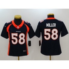 Women Nike Denver Broncos #58 Von Miller Blue 2017 Vapor Untouchable Limited Stitched NFL Jersey