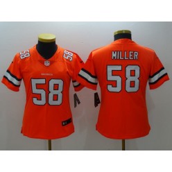 Women Nike Denver Broncos #58 Von Miller Orange Color Rush NFL Jersey