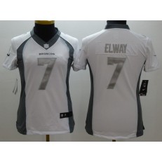 Women Nike Denver Broncos #7 John Elway Platinum White Limited NFL Jersey