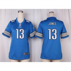 Women Nike Detroit Lions #13 Jones Game Light Blue Team Color NFL Jersey