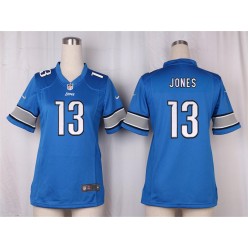 Women Nike Detroit Lions #13 Jones Game Light Blue Team Color NFL Jersey