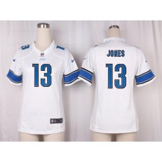 Women Nike Detroit Lions #13 Jones Game White NFL Jersey