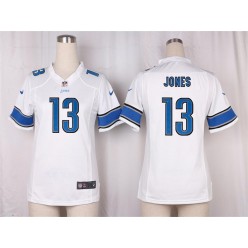 Women Nike Detroit Lions #13 Jones Game White NFL Jersey