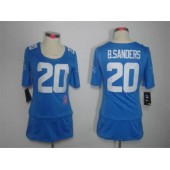 Women Nike Detroit Lions #20 Barry Sanders Breast Cancer Awareness Blue NFL Jersey