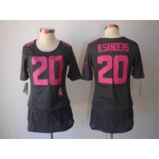 Women Nike Detroit Lions #20 Barry Sanders Breast Cancer Awareness Gray NFL Jersey
