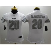 Women Nike Detroit Lions #20 Barry Sanders Platinum White Limited NFL Jersey