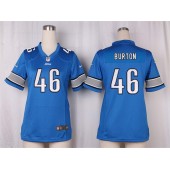 Women Nike Detroit Lions #46 Michael Burton Game Light Blue Team Color NFL Jersey