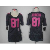 Women Nike Detroit Lions #81 Calvin Johnson Breast Cancer Awareness Gray NFL Jersey