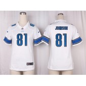 Women Nike Detroit Lions #81 Calvin Johnson Game White NFL Jersey