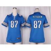 Women Nike Detroit Lions #87 Brandon Pettigrew Game Light Blue Team Color NFL Jersey
