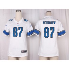 Women Nike Detroit Lions #87 Brandon Pettigrew Game White NFL Jersey