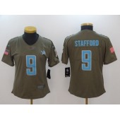 Women Nike Detroit Lions #9 Matthew Stafford Olive 2017 Salute To Service Limited NFL Jersey