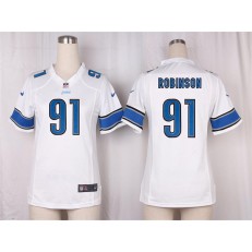 Women Nike Detroit Lions #91 A'Shawn Robinson Game White NFL Jersey